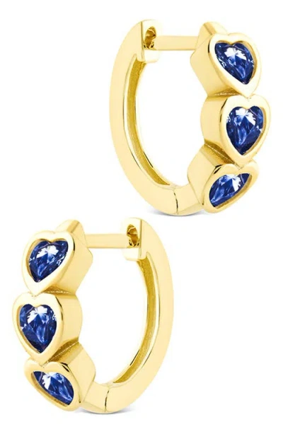 Sterling Forever Isobel Cubic Zirconia Heart Micro Huggie Hoop Earrings In Gold