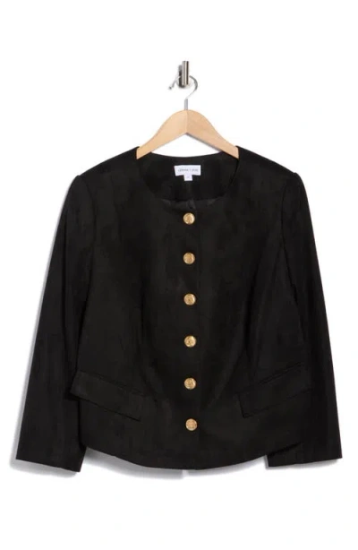 Gemma + Jane Faux Suede Jacket In Black