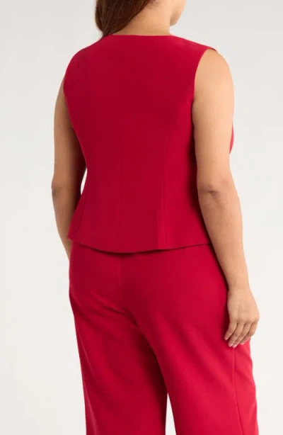 Gemma + Jane Hammered Button-up Vest In Red