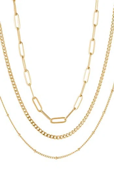 Adornia Tarnish Resistant Set Of 3 Assorted Chain Necklaces In Gold