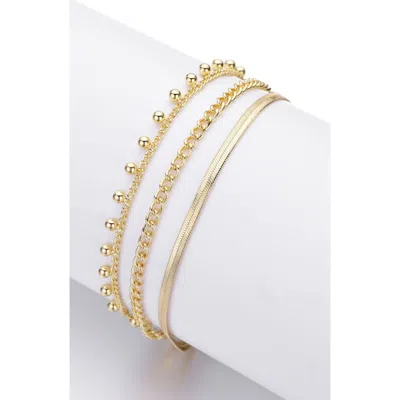Adornia Set Of 3 Assorted Chain Bracelets In Gold
