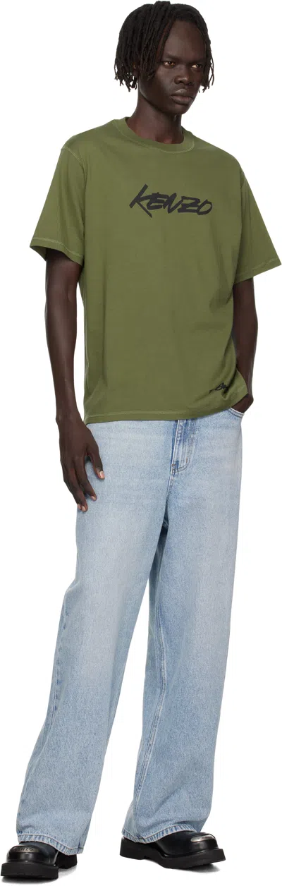 Kenzo Miu Miu White Poplin Mini Dress In Green