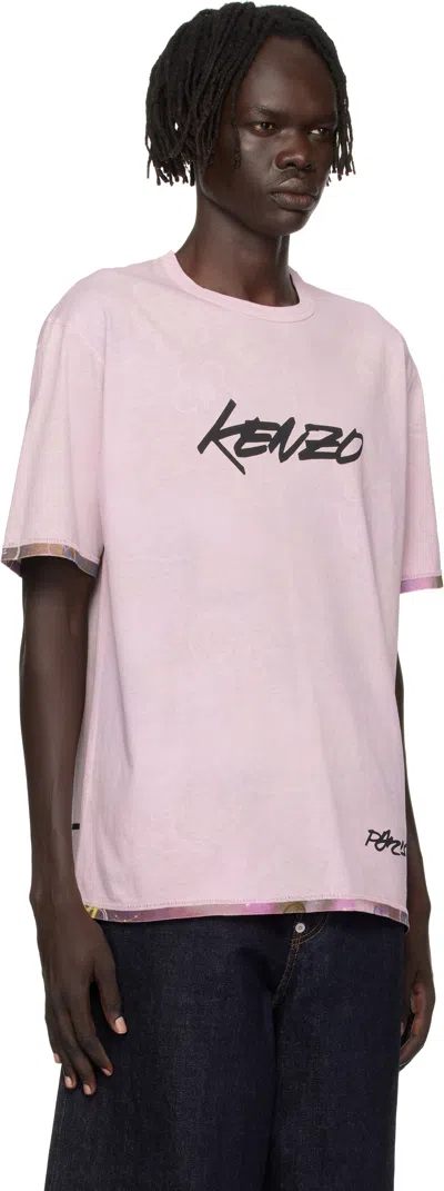 Kenzo Graphic Crew Neck T-shirt In Pink