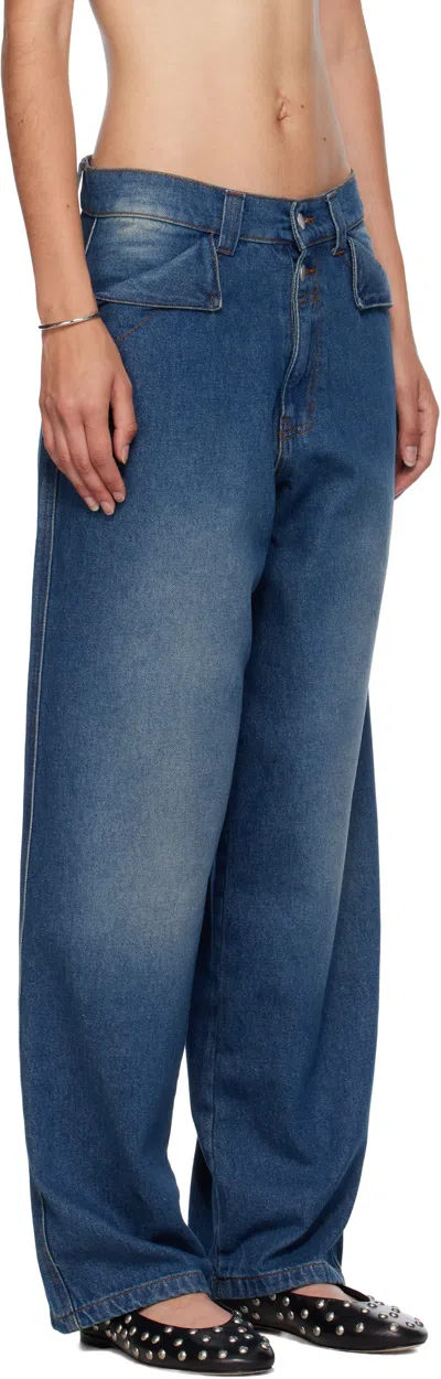 Gimaguas Button-fly Pocket Jeans In Blue