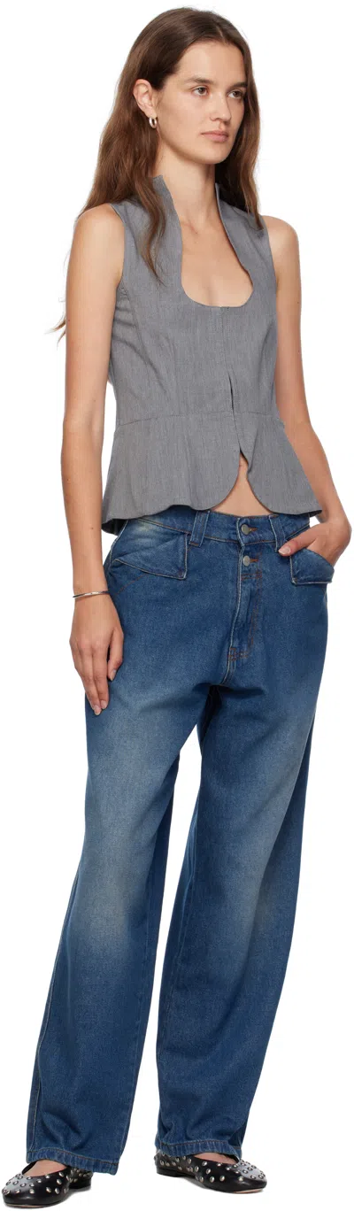 Gimaguas Button-fly Pocket Jeans In Blue