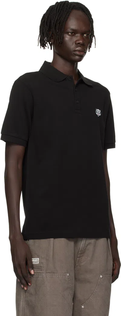 Kenzo Men's Gots Happy Tiger Embroidered Slim Polo In Black