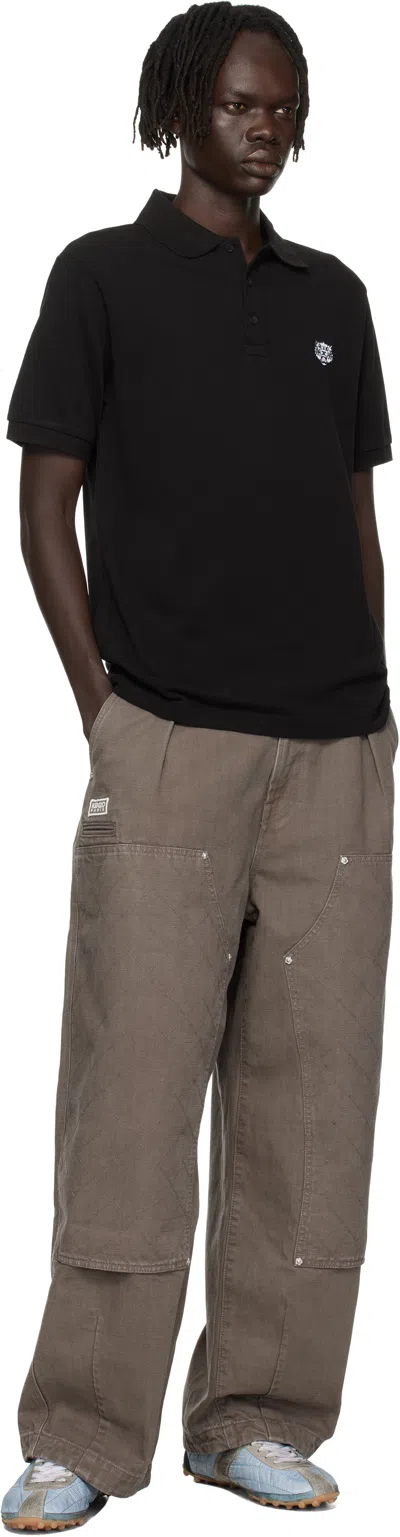 Kenzo Men's Gots Happy Tiger Embroidered Slim Polo In Black