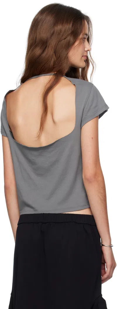 Gimaguas Manna Open-back Raw-edge Top In Gray