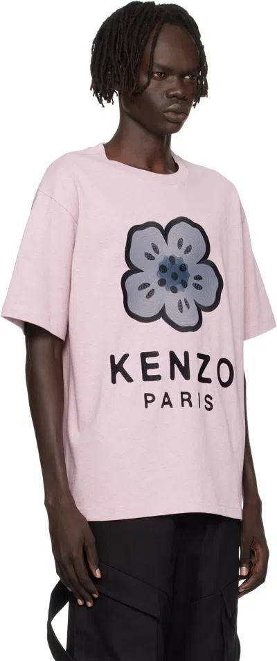 Kenzo T-shirt Oversize Boke Flower Rosa In Neutral
