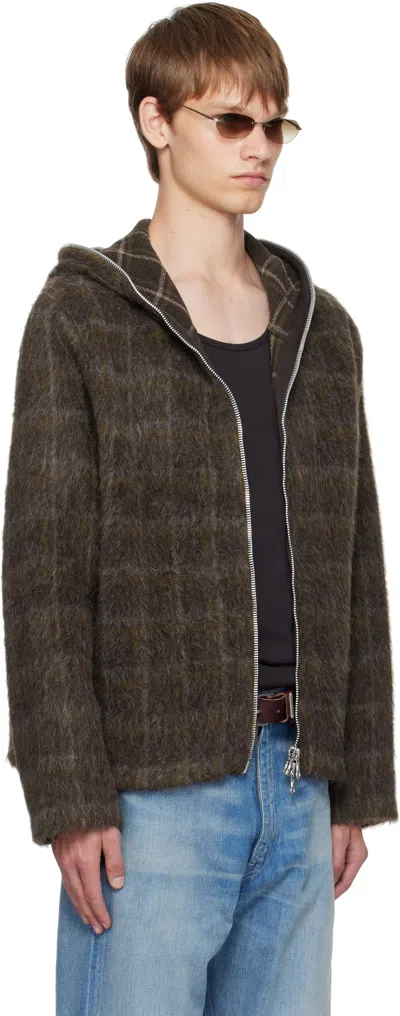 Our Legacy Textured Full Zip Hood Sweatshirt With Cozy Hood In Multi