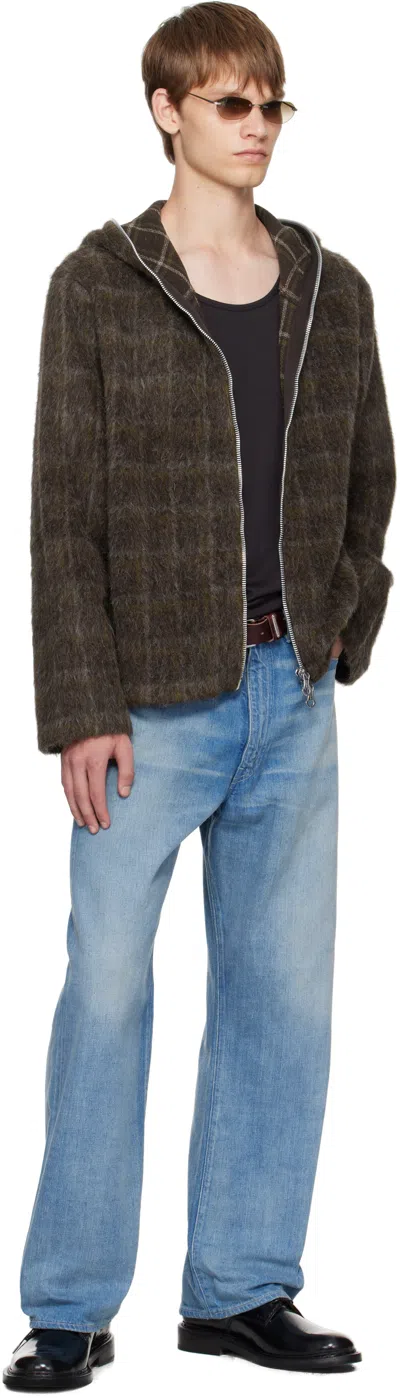 Our Legacy Textured Full Zip Hood Sweatshirt With Cozy Hood In Multi