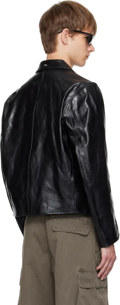 Our Legacy Leather Jacket With Zipper In Black