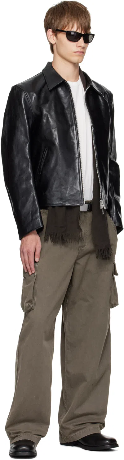 Our Legacy Leather Jacket With Zipper In Black