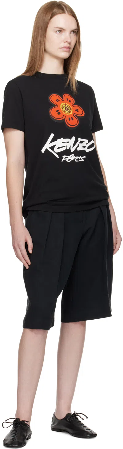 Kenzo Futura Graphic Print Boke Flower T-shirt In Black