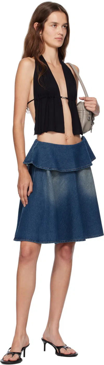 Gimaguas Mia Draped Buckle Halter Top In Blue