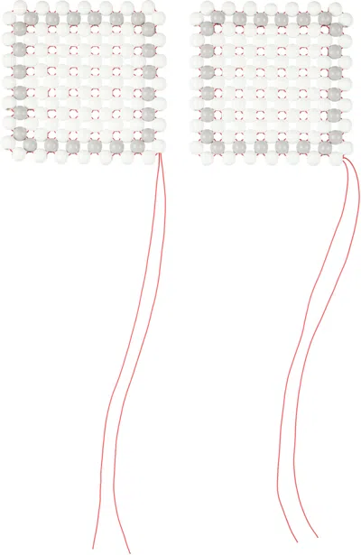 Pien Studios White & Gray Chalk Tile Coaster Set In Gray