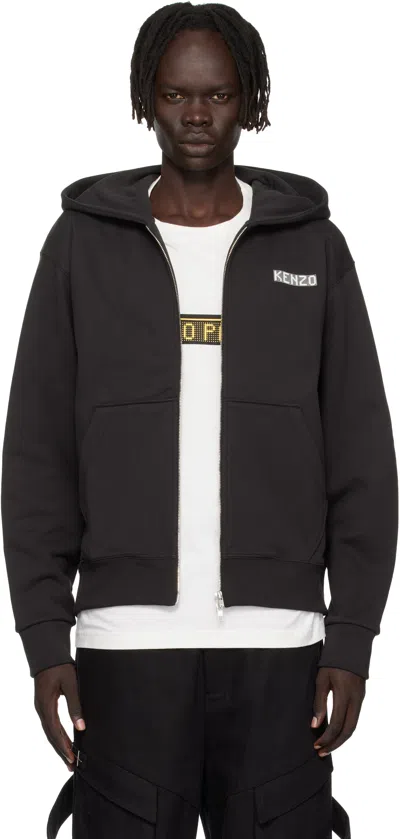 Kenzo Black  Paris ' City' Full-zip Hoodie In Black