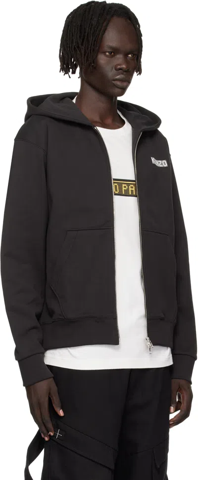 Kenzo Black  Paris ' City' Full-zip Hoodie In Black