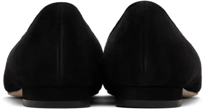 Manolo Blahnik Maysale Suede Buckle Ballerina Flats In Black