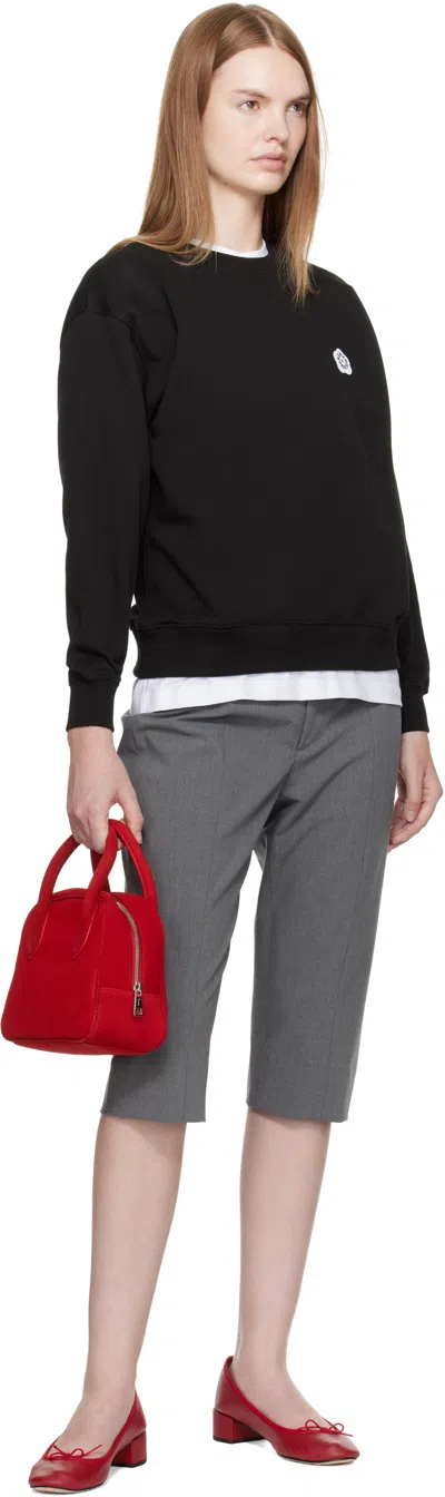 Kenzo Tiger Patch Cotton Sweatshirt In Black