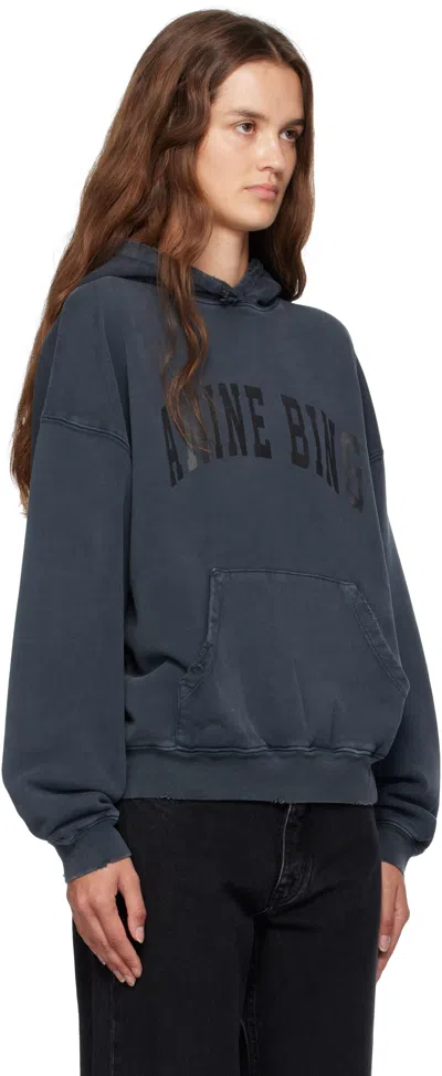 Anine Bing Oversized Grey Sweatshirt With Bold Branding And Relaxed Fit In Blue