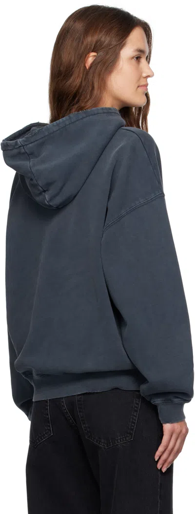 Anine Bing Oversized Grey Sweatshirt With Bold Branding And Relaxed Fit In Blue