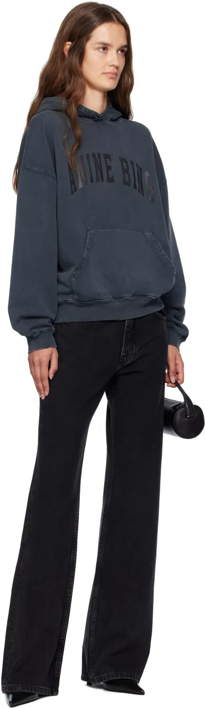 Anine Bing Oversized Grey Sweatshirt With Bold Branding And Relaxed Fit In Blue