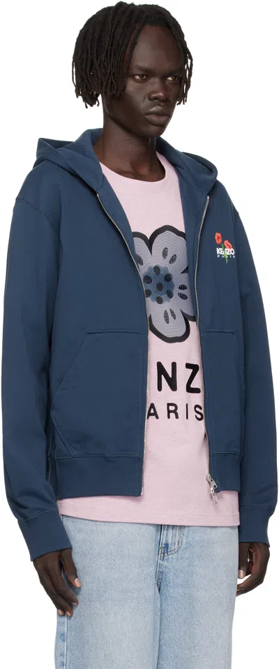 Kenzo Navy  Paris ' Archive Bouquet' Full-zip Hoodie In Blue