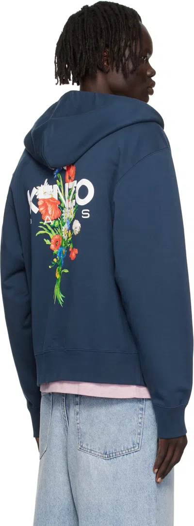 Kenzo Navy  Paris ' Archive Bouquet' Full-zip Hoodie In Blue