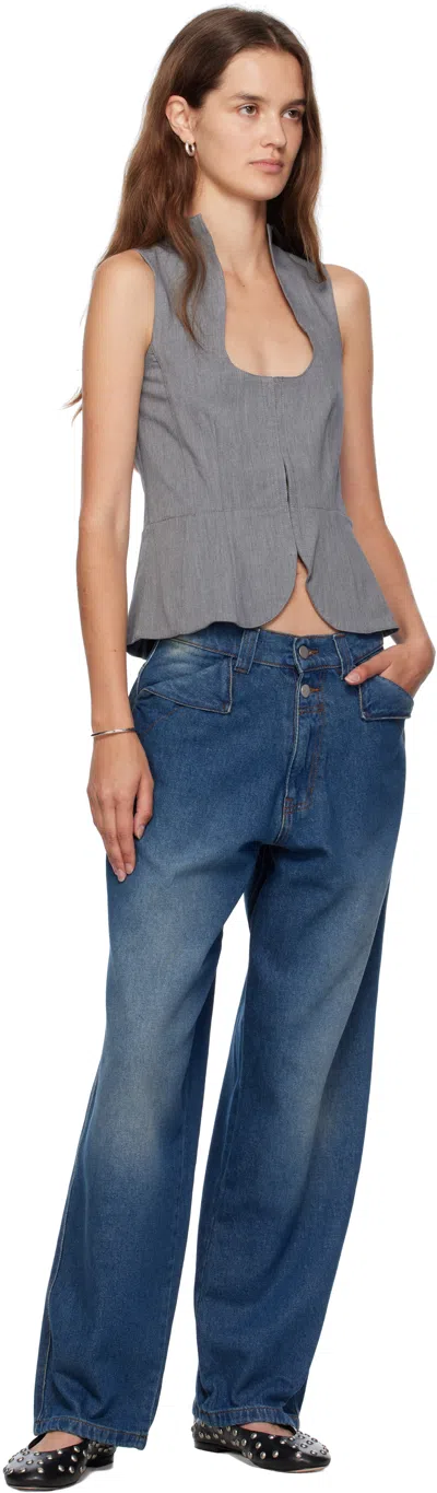 Gimaguas Melange Grey Stretch Jersey Amor Top In Gray