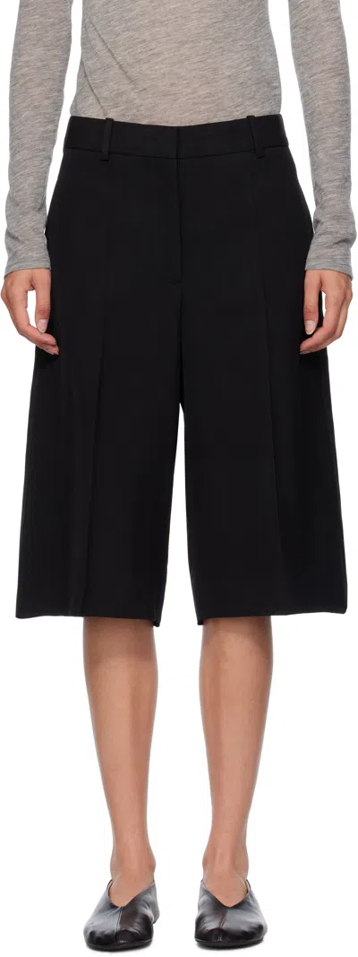 Jil Sander Black Viscose Silk Blend Straight Shorts In Black
