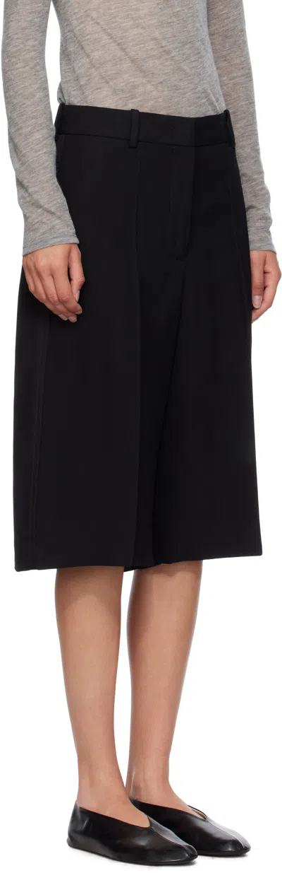 Jil Sander Black Viscose Silk Blend Straight Shorts In Black