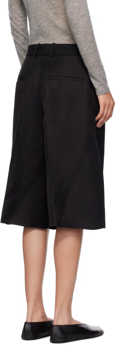 Jil Sander Black Viscose Silk Blend Straight Shorts In Black