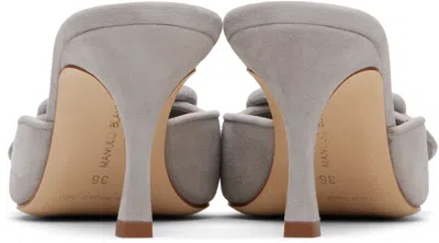 Manolo Blahnik Maysale Suede Mules In 0020 Light Grey