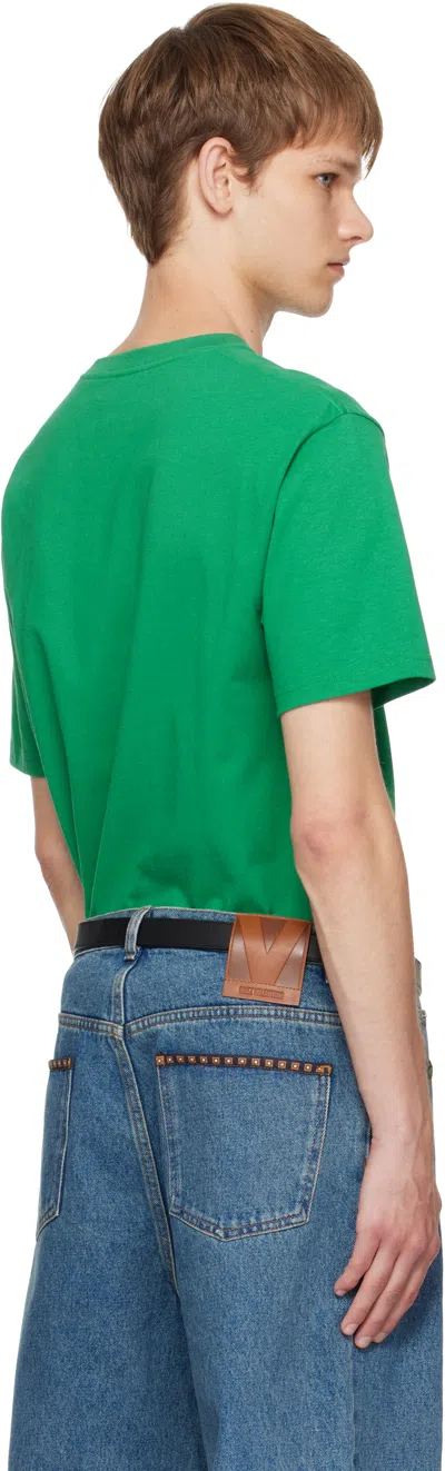 Valentino Cotton T-shirt With Chez Print In Green