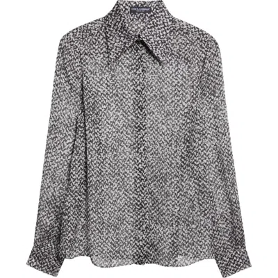 Dolce & Gabbana Dolce&gabbana Bouclé Print Silk Chiffon Button-up Shirt In Gray