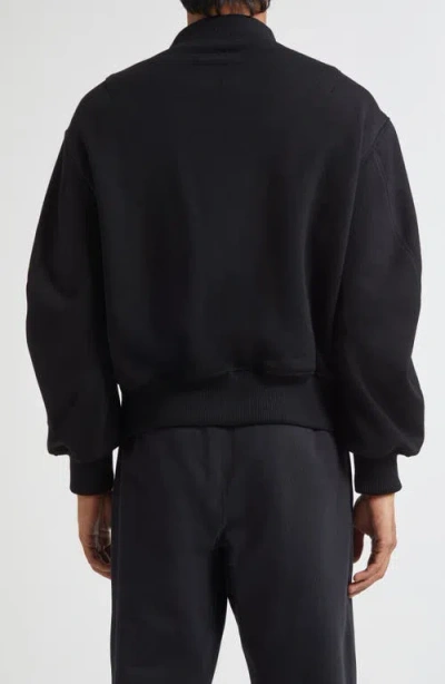 Givenchy Lambskin Leather Front Wool Bomber Jacket In Black