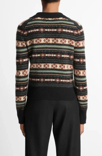 Vince Collared Patterned Sweater In Multi