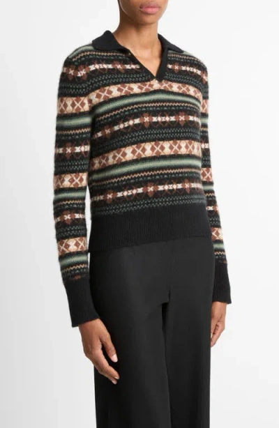 Vince Collared Patterned Sweater In Multi
