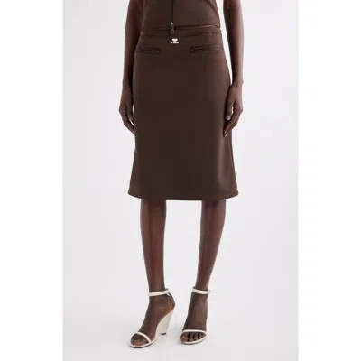 Courrèges Interlock A-line Track Midi Skirt In Brown