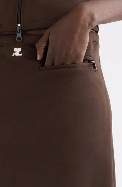 Courrèges Interlock A-line Track Midi Skirt In Brown