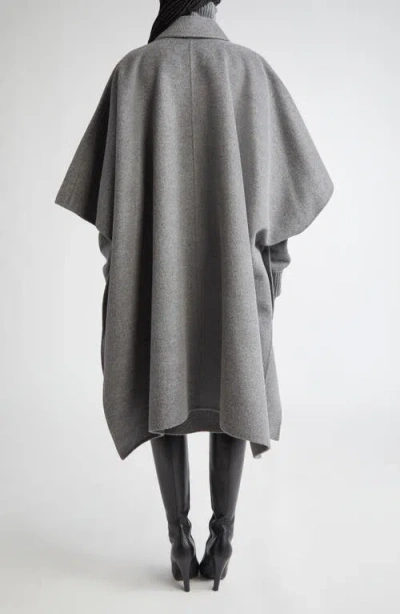 Michael Kors Collection Double Face Wool Melton Poncho Coat In Gray