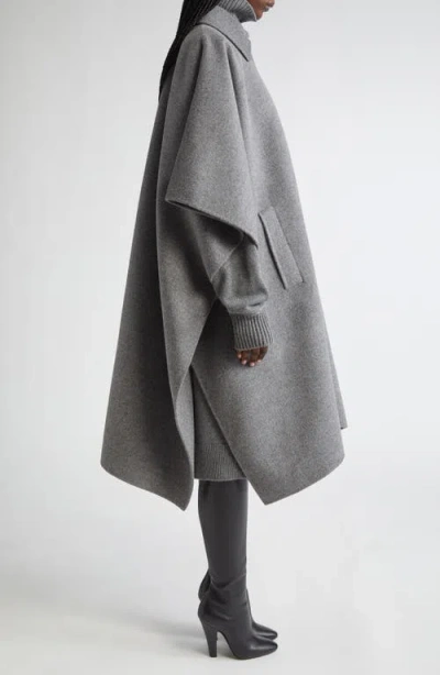 Michael Kors Collection Double Face Wool Melton Poncho Coat In Gray
