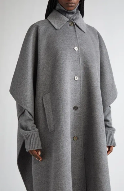 Michael Kors Collection Double Face Wool Melton Poncho Coat In Gray