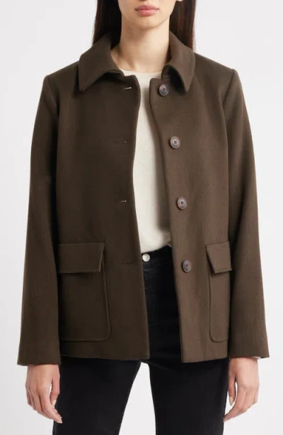 Fleurette Dylan Wool Barn Jacket In Brown