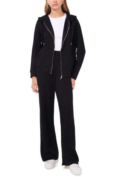 Vince Camuto Womens Pocket Knit Zip Hoodie In Black