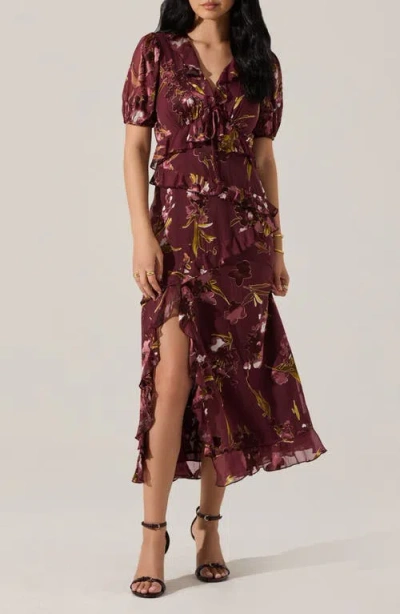 Astr The Label Bennet Floral Tiered Dress In Brown