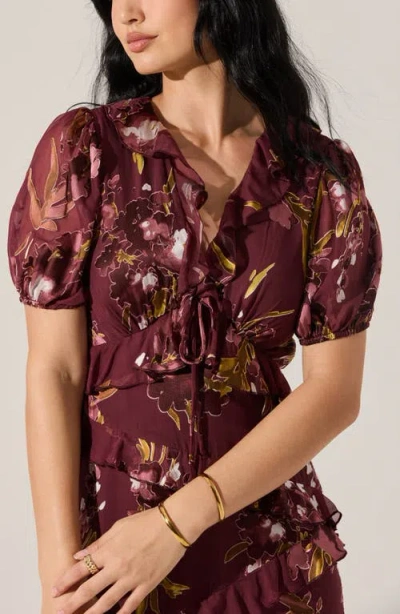 Astr The Label Bennet Floral Tiered Dress In Brown