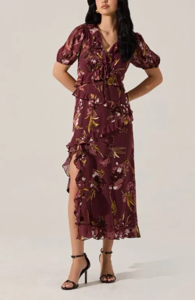 Astr The Label Bennet Floral Tiered Dress In Brown