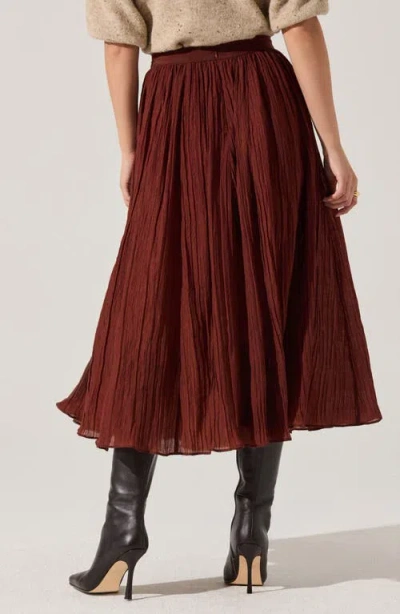 Astr The Label Salome Pleated A-line Midi Skirt In Brown